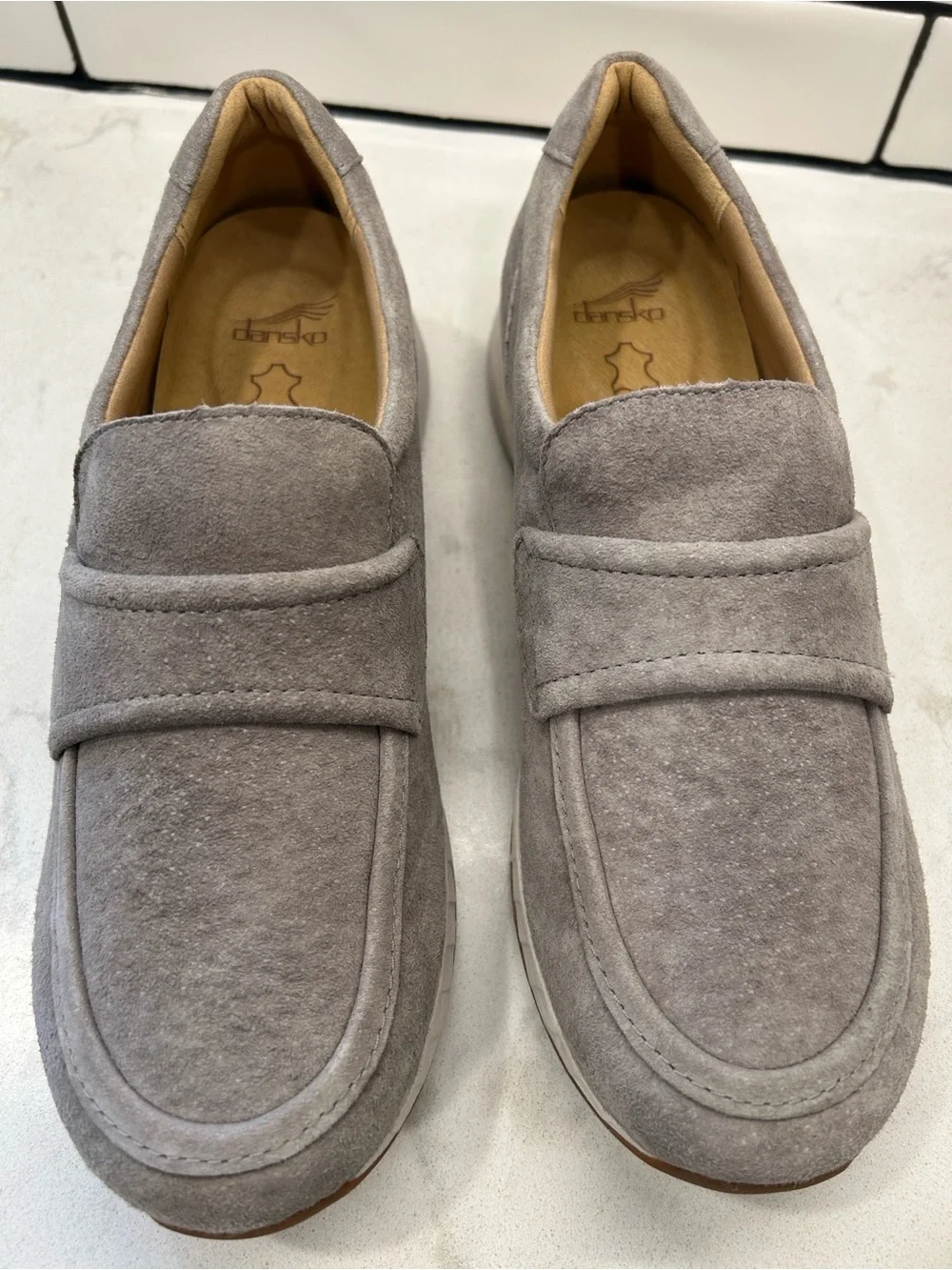 Dansko Clementine Slip-On Suede Leather Sneaker Light Grey